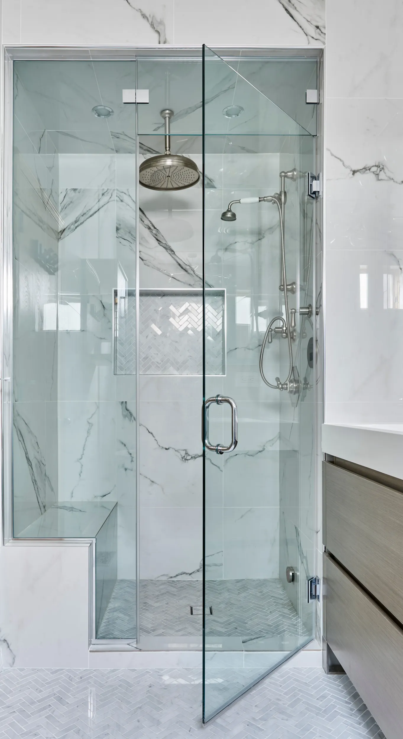 Hinged shower door